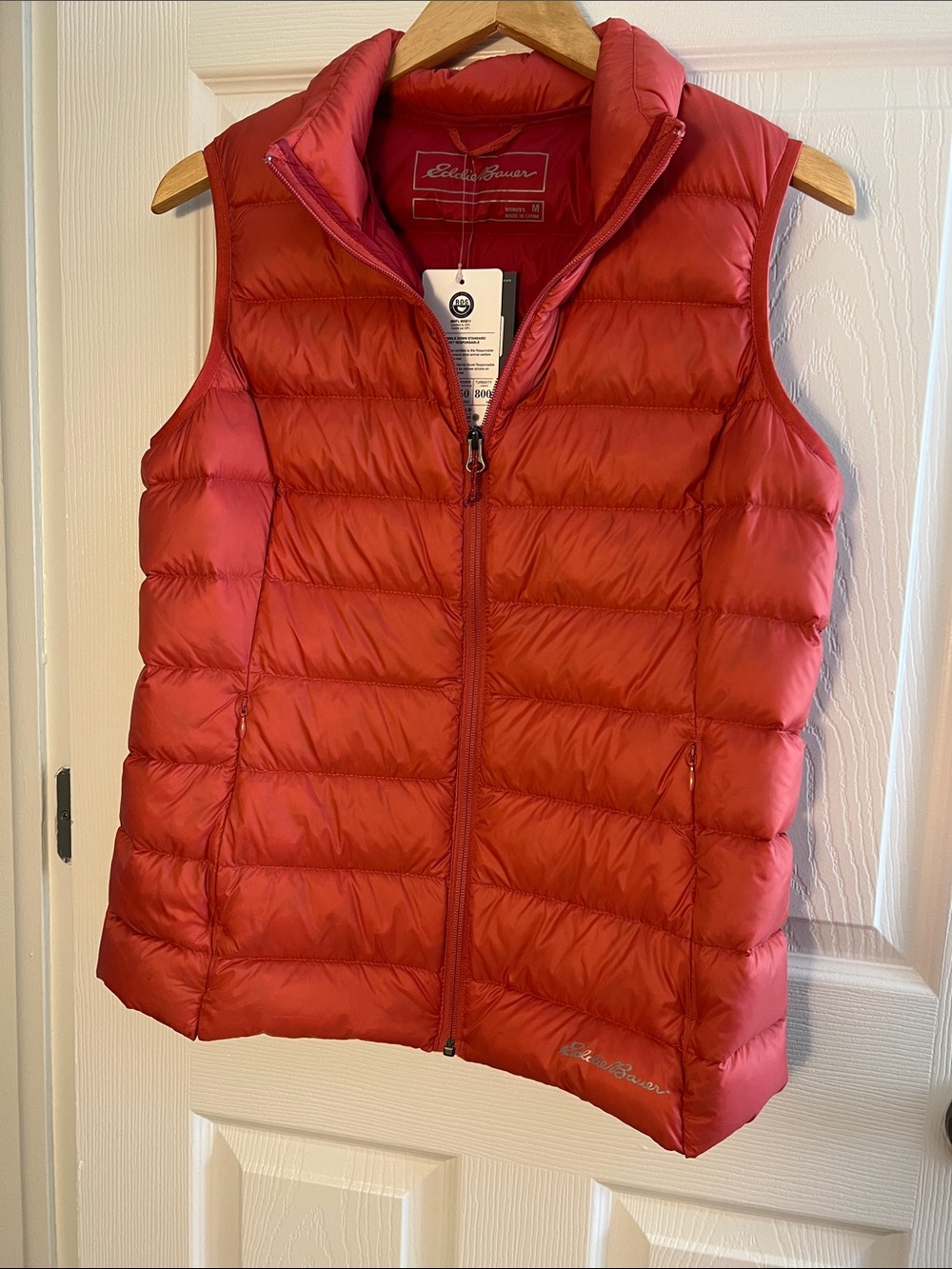 Eddie Bauer Coral-Red Quilted Packable Down Vest